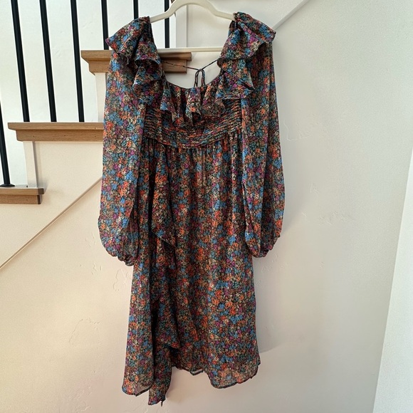 For Love & Lemons Brittany Floral Print Long Sleeve Midi Dress - Picture 6 of 12